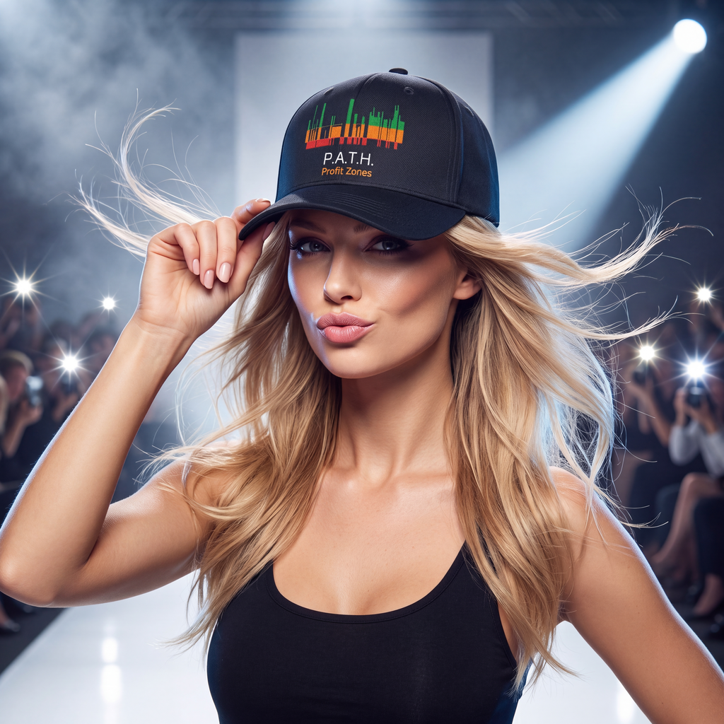 P.A.T.H. Profit Zones Structured Cap in black, worn on a runway