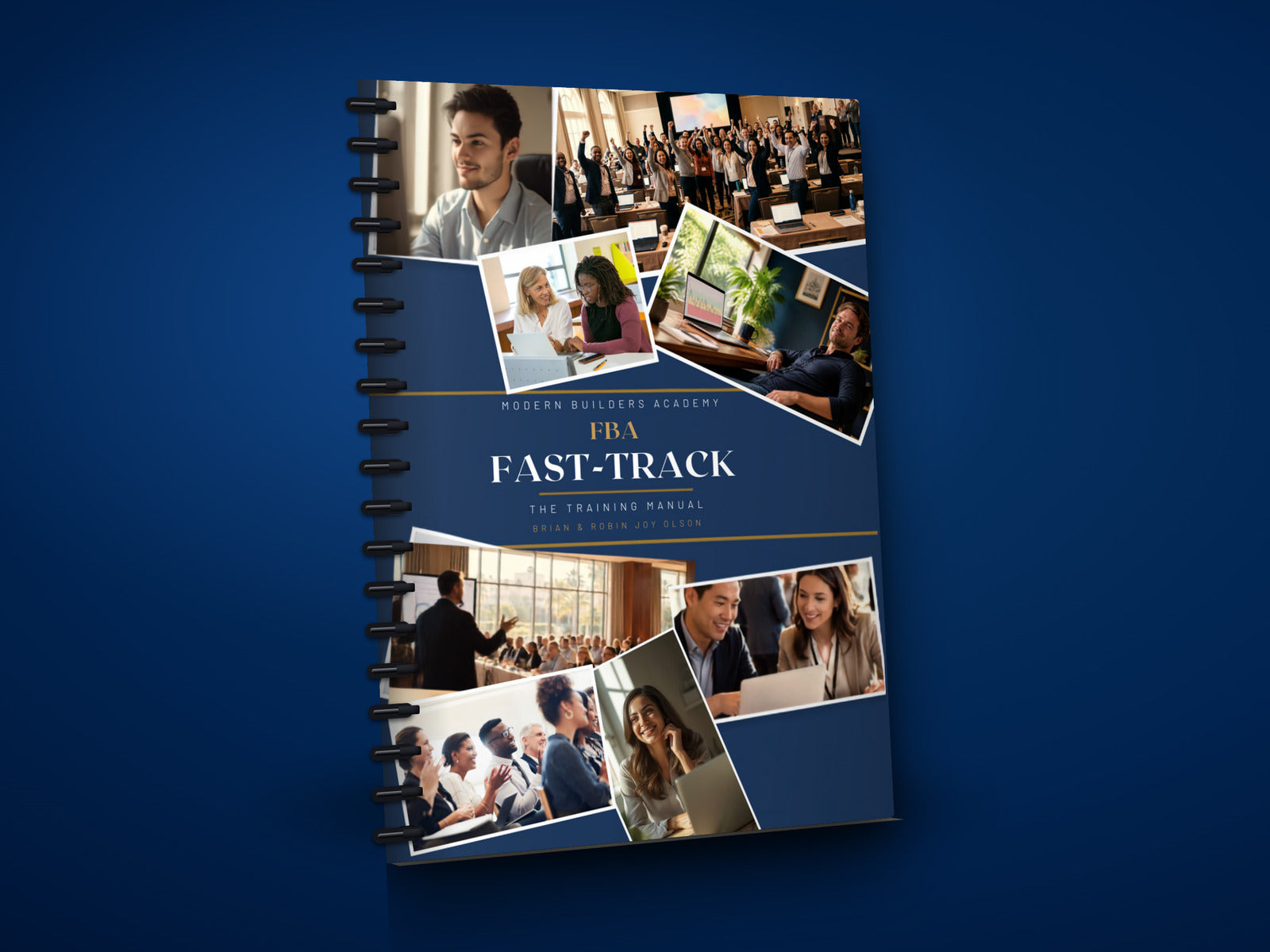 The FBA Fast Track training manual, with the Playbook and the fourteen week Journal fanned behind it